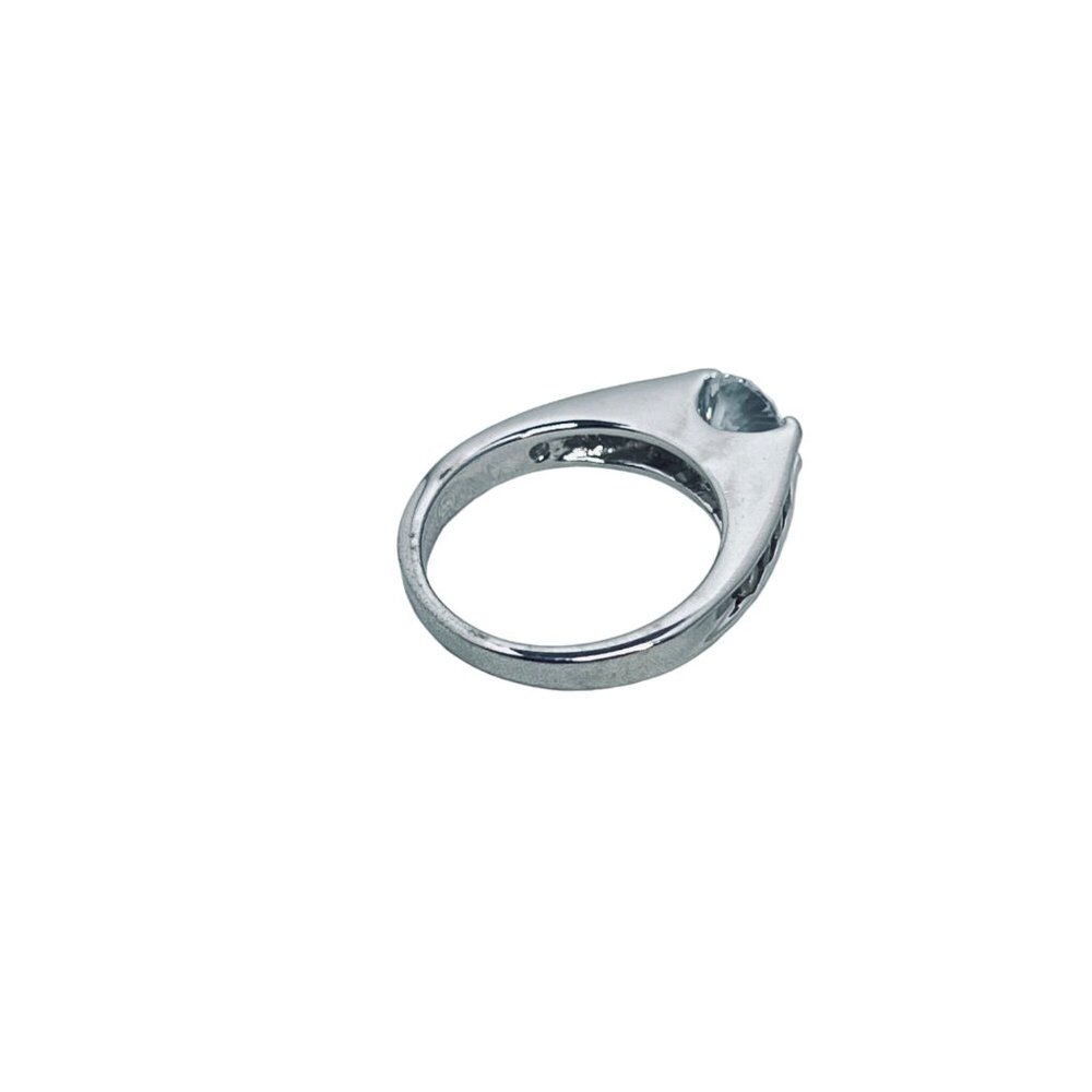 Silver Tone With Clear Glass Rhinestone Statement Ring (R365) - Picture 5 of 6